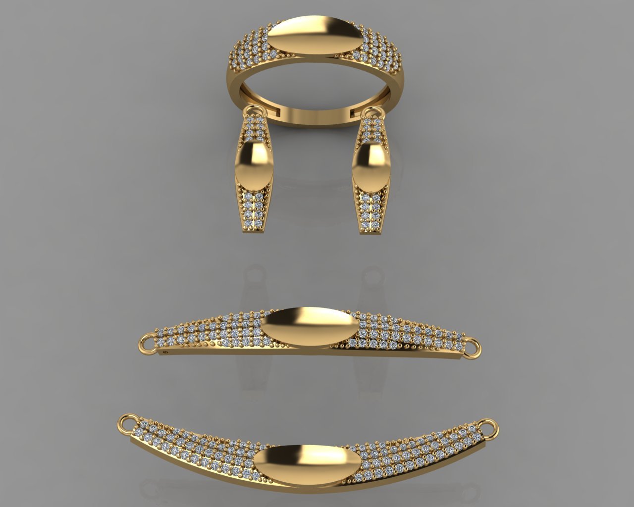 gc ouro ss014 - diamond conjunto pequeno jóias a moda o design de prata anel luxo elegante brilhando diamante arte colar gem pulseira brinco pingente safira 3D print model - Mito3D
