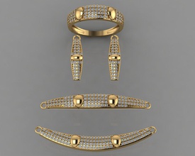gc oro ss016 - diamante conjunto pequeño la joyería de moda diseño plata anillo lujo elegante brillante el art collar gem pulsera arete colgante zafiro 3d print model - Mito3D