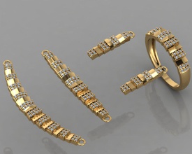 gc or ss017 - diamant petit ensemble bijoux de la mode conception d'argent l'anneau luxe élégant shining le art collier gem bracelet boucle d'oreille pendentif saphir 3d print model - Mito3D