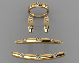gc oro ss019 - diamante conjunto pequeño la joyería de moda diseño plata anillo lujo elegante brillante el art collar gem pulsera arete colgante zafiro 3d print model - Mito3D