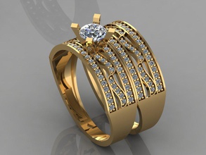 gc gold t014- diamond ring gems jewelry fashion design silver luxury elegant shining art necklace gem bracelet earring pendant sapphire 3d print model - Mito3D