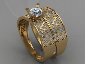 gc or t040 - bague en diamant les pierres précieuses bijoux de la mode conception d'argent l'anneau luxe élégant shining le art collier gem bracelet boucle d'oreille pendentif saphir anneaux 3d print model - Mito3D