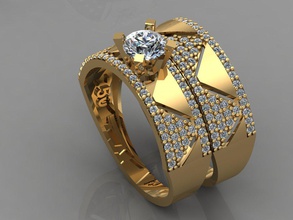 gc oro t043 diamante anillo 3d impresión modelo in anillos 3dexport joyería joya moda diseño plata lujo elegante brillante arte collar pulsera arete colgante pendiente zafiro 3d print model - Mito3D