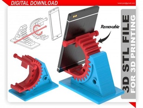 gear phone holder stl 3d file print model in electronics 3dexport 3dprint phoneholder mechanical 3d print model - Mito3D