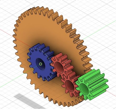 gear reduction assembly 3D print model - Mito3D