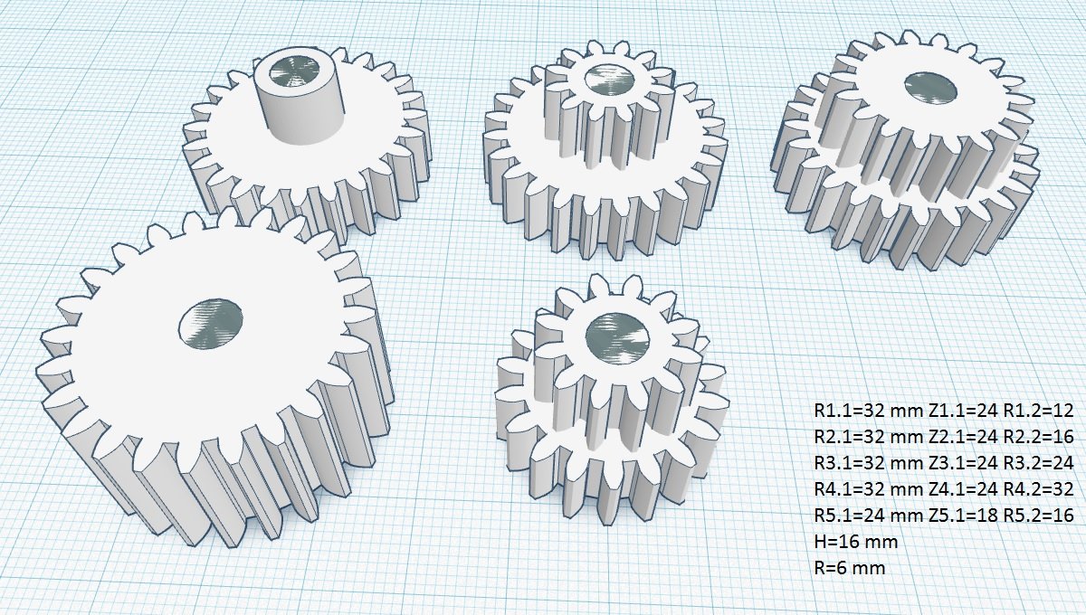 engrenages 5 jeu les engins de la rotation machine 3d l'imprimante 3D print model - Mito3D