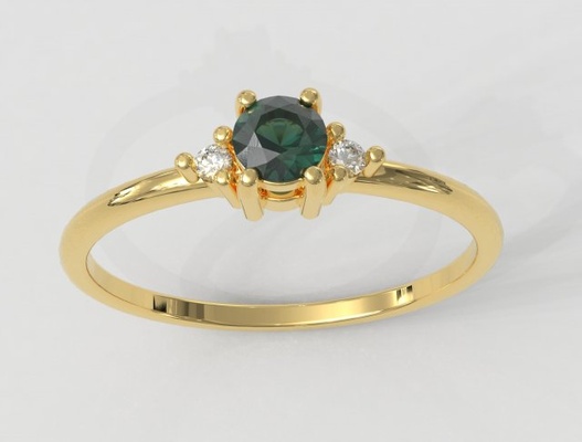 gemstone classic ring 3d print model in rings 3dexport gold jewelry pauloranieri fashion modern silver design diamond gem class emerald 3d print model - Mito3D