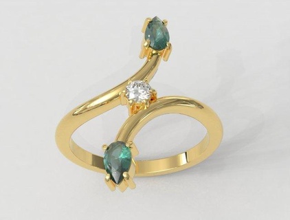 pietra preziosa moderno squillare anelli oro gold ring gioielleria jewelry rings paulorani moda argento gemstone modern diamanti stampabile printable 3d print model - Mito3D