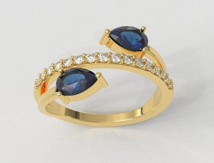 gemstone ring rings diamond wedding classic gold diamonds silver jewelry gem pauloranieri jewel jewellery engagement pear gemstone-ring pear-gemstone diamond-ring modern-ring 3d print model - Mito3D