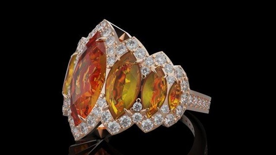 gemstones ring rings jewelry gold diamonds 3dmodel printable stl silver 3d print model - Mito3D