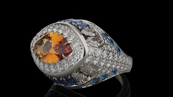 gemstones ring  rings ring jewelry gold gemstones diamonds 3dmodel printable stl silver  3d print model - Mito3D