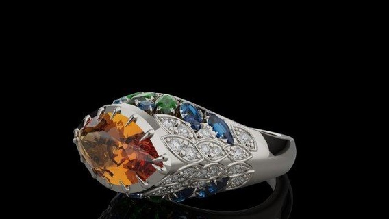 gemstones ring  rings ring jewelry gold gemstones 3dmodel printable diamonds stl silver  3d print model - Mito3D