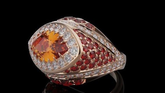 gemstones ring  rings ring jewelry gold gemstones diamonds 3dmodel printable stl silver  3d print model - Mito3D