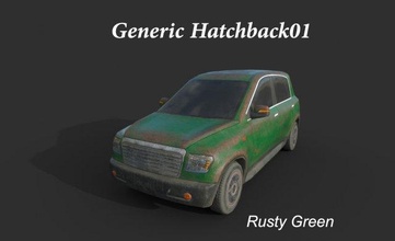 generic hatchback 01 rusty green car vehicle brandless game-ready realistic transportation automotive real traffic utility 3d print model - Mito3D