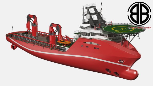 generic support vessel 3d model in commercial 3dexport multi-purpose mpsv ship crane cargo non-branded rescue boat offshore tug watercraft oil gas platform marine detailed 3D print model - Mito3D