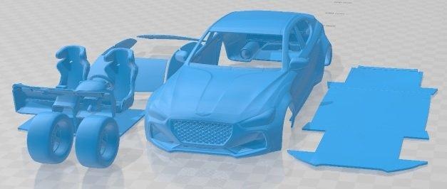 genesis g70 drift printable car 3d print model in automotive 3dexport slot scalextric tamiya rc miniz hobby micro 3d print model - Mito3D