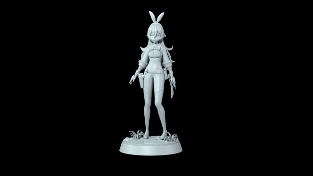 genshin impact amber woman art figure anime girl game stl printable character collectible fun-art 3D print model - Mito3D