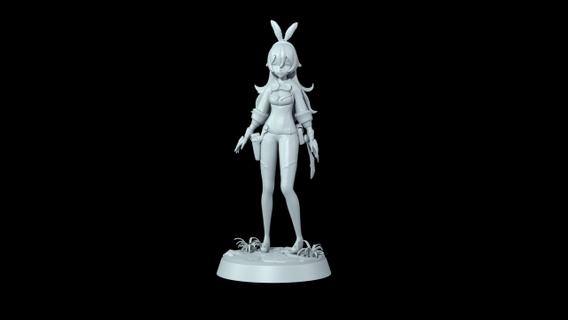 genshin impatto ambra donna arte figura anime ragazza gioco stl stampabile carattere collezione fun art 3d print model - Mito3D