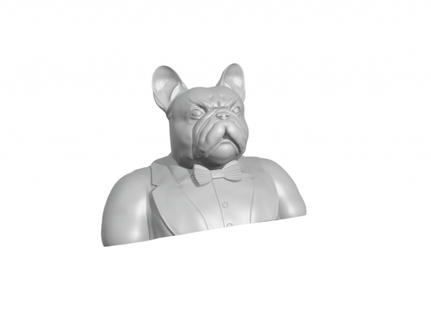 gentleman french bulldog half body sculpture dog animal animacampania glassy decoration house art figure clothing design showcase dressed english style decor games toys 3d print model - Mito3D