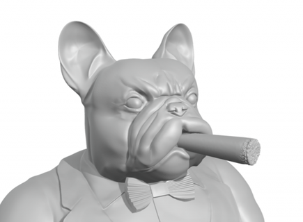 gentleman french bulldog half body cigar  sculpture decor dog bulldog french design animal animacampania clothing gentleman classy elegance style showcase english smoker cigar  3d print model - Mito3D