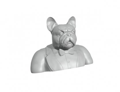 Gentleman Französisch Bulldogge Hälfte Körper hervorstehend Zahn Skulptur Dekor Hund Design Tier Animacampania Kleidung nobel Eleganz Stil Vitrine Englisch 3d print model - Mito3D