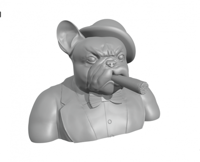 beyefendi Fransızca bulldog yarım vücut sigara içen puro heykel köpek hayvan animacampania camsı dekorasyon ev Sanat şekil Giyim tasarım vitrin giyinmiş ingilizce stil dekor Sigara içmek 3d print model - Mito3D