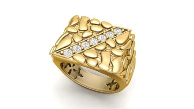 herren diamant nugget ring 01 3d drucken modell ringe 3dexport gold silber schmuck druckbar textur stein cnc nuget 3dprintable männer 3d print model - Mito3D