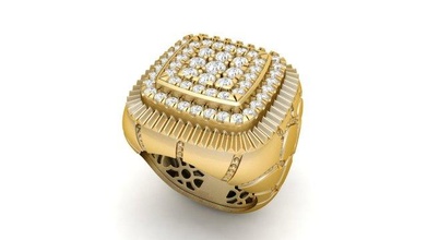 herren diamant nugget ring 08 3d drucken modell ringe 3dexport gold silber schmuck druckbar textur cnc nuget 3dprintable männer steinigung 3d print model - Mito3D