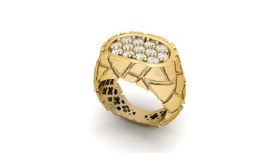 herren diamant nugget ring 13 3d drucken modell ringe 3dexport gold silber schmuck druckbar textur cnc nuget 3dprintable männer steinigung zbrush 3d print model - Mito3D