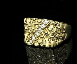 senhores diamante pepita anel 21 masculino ouro prata jóias imprimível joalheria argolas textura pedra cnc 3dprintable homens cavalheiro chapado 3d print model - Mito3D