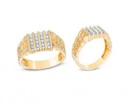 senhores diamante pepita anel 30 masculino ouro prata jóias imprimível joalheria argolas textura cnc 3dprintable homens cavalheiro chapado zbrush 3d print model - Mito3D