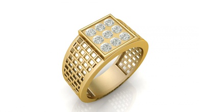 herren quadrat muster ring 3d drucken modell ringe 3dexport männer kubisch kette diamant gold silber 3dprintable druckbar juwel juwelen diamanten 9stone steine edelsteine schmuck 3d print model - Mito3D