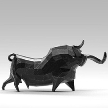 geometric black bull figurine decorative abstraction figure decor metal decoration sculpture statue constructivism minimalism year 2021 animals buffalo poly print ox 3d print model - Mito3D