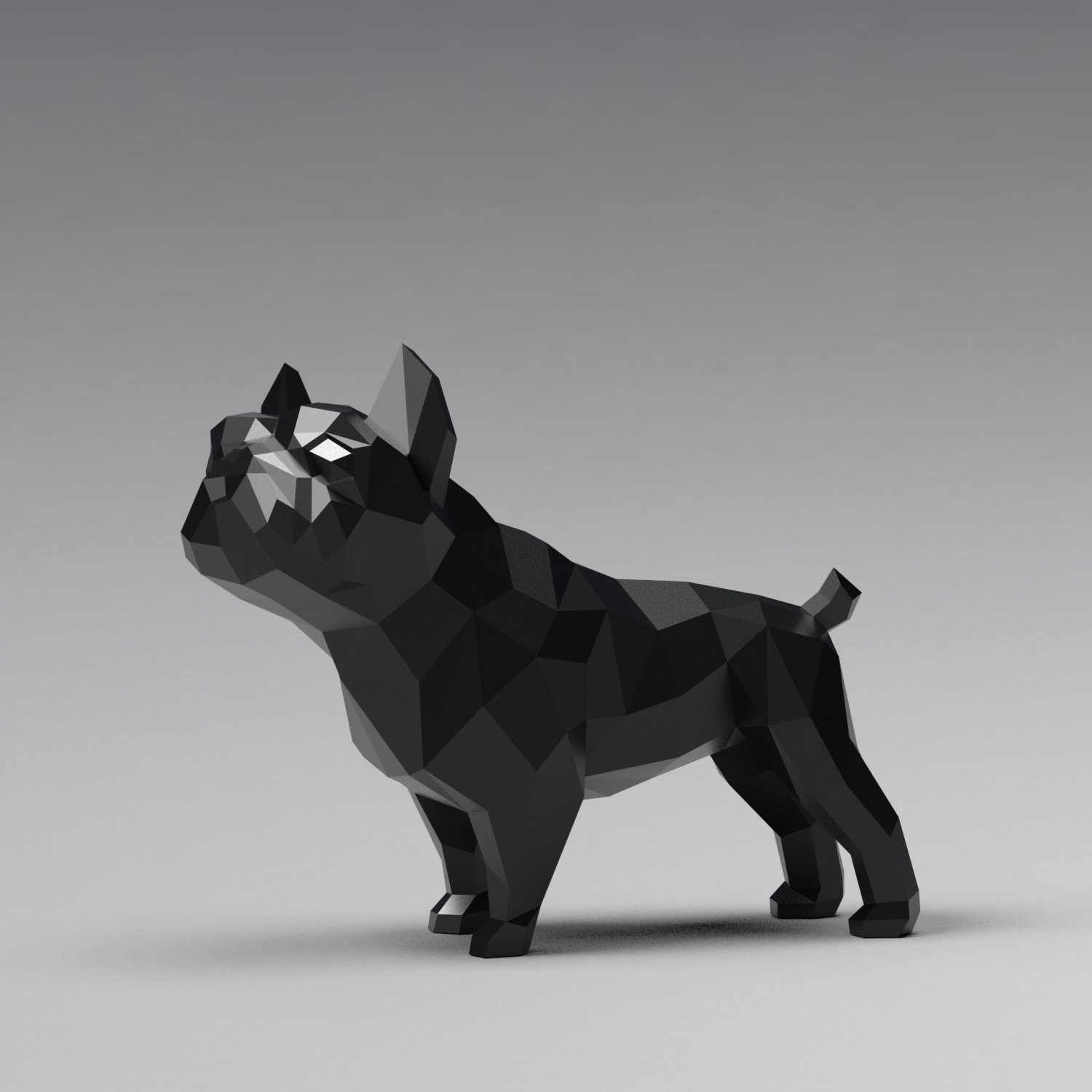 geometric french bulldog 3d print model animal dog cute pug puppies miniatures figurines pet toy figurine statue pudge sculptures lowpoly cartoon 3D print model - Mito3D