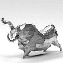 geométrico metal branco touro estatueta decorativo abstração figura decoração escultura estátua construtivismo minimalismo 2021 animais búfalo poli impressão ox 3d print model - Mito3D