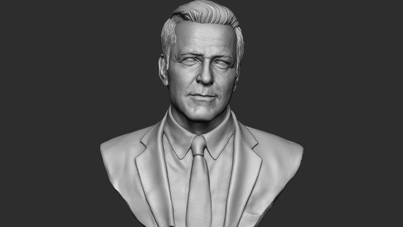 george clooney sculpture actor hollywood movie character sculptures human body actress cinema film people male hair suit art 3d print model - Mito3D