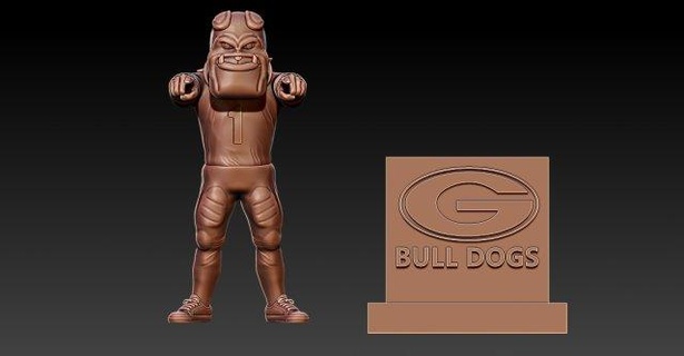 Geórgia buldogues futebol mascote estátua 3d impressão escultura americano ncaa nfl bola esporte jogador universidade 3d print model - Mito3D