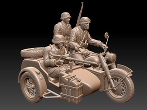 Deutsche Motorrad Besatzung Soldat Soldaten ww2 2ww wwii drucken Deutsch Krieg Skulptur wermacht Offizier mg38 mg42 3d print model - Mito3D