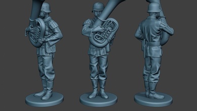 alemão músico soldado ww2 ficar pé graves chifre g8 homem miniatura estatueta militares exército eixo nazista sinos trombone saxofone flautim clarinete pratos Wehrmacht 3d print model - Mito3D