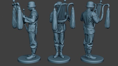 german musician soldier ww2 stand glockenspiel xylophone g8 3d print model in figurines 3dexport man miniature figurine military army axis nazi trombone saxophone piccolo horn clarinet cymbals wehrmacht drum bass 3d print model - Mito3D