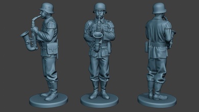 german musician soldier ww2 stand saxophone g8 3d print model in figurines 3dexport man miniature figurine military army axis nazi glockenspiel trombone piccolo horn clarinet cymbals wehrmacht drum bass 3d print model - Mito3D