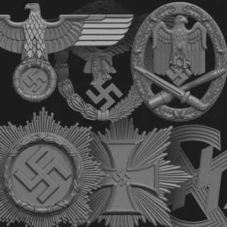 german nazi era badges 3d printable brooches 3dprint print 3dprintable badge ss cross railroad ironcross 3d print model - Mito3D