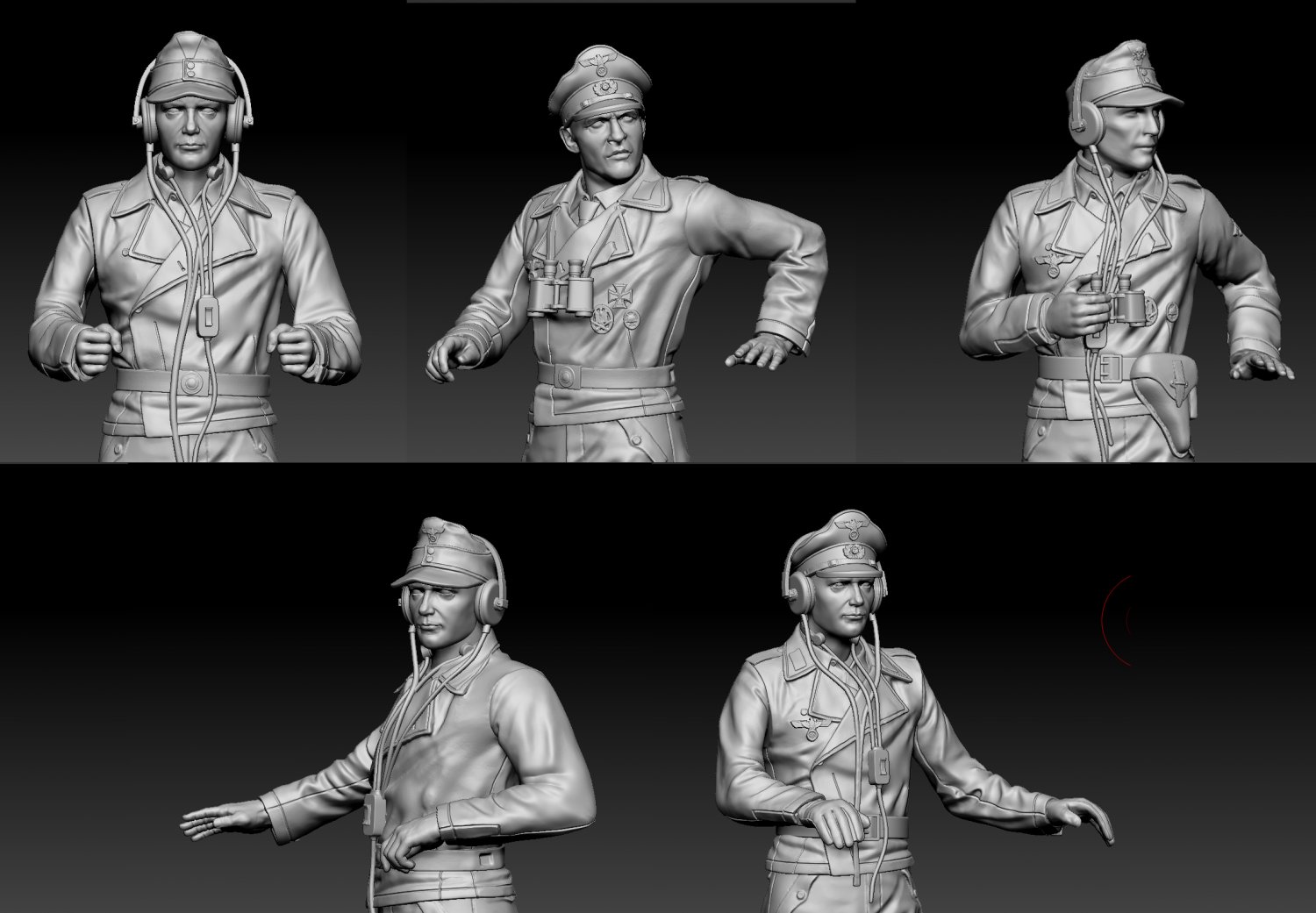 deutsche offiziere 3d drucken modell 3dexport ww2 soldat soldaten deutsch deutschland krieg walkie talkie fernglas kommandant statuetten miniatur offizier tankmann panzer nazi faschistisch miniaturen 3D print model - Mito3D