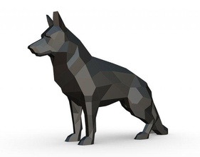 almanca çoban şekil 3d yazdır model in hayvanlar 3dexport 3dprinted 3dprinting sanat hediye düşük poli 3dprint hayvan dekor iç minyatürler heykel oyuncak köpek memeli 3d print model - Mito3D