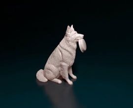 alemán pastor peludo 3d impresión modelo in figuritas 3dexport perro animal listo imprimir stl obj 3d print model - Mito3D
