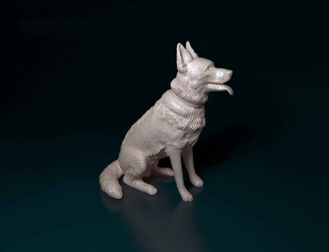 german shepherd sitting dog animal printready stl obj deutsch 3D print model - Mito3D