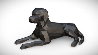 german shorthaired pointer 3d print model in animals 3dexport art gift lowpoly 3dprint animal decor interior design miniatures sculpture statue toy dog mammal dogs lying 3d print model - Mito3D