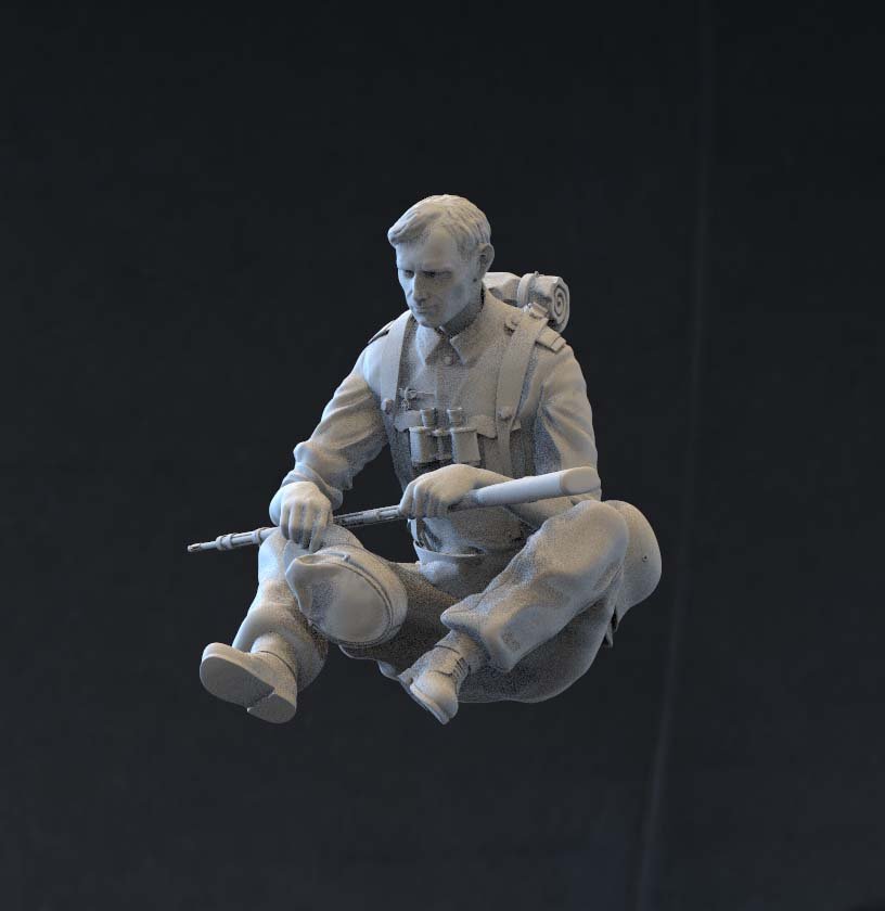 alemán soldado 3d impresión modelo in figuritas 3dexport guerra militar uniforme guante prismáticos comandante miniaturas rifle schmeiser miniatura modelado recreación aulló dormir cena 3D print model - Mito3D