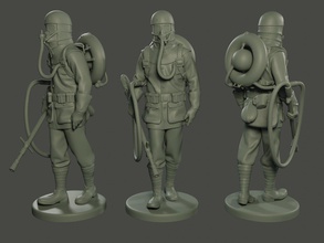 deutsche soldat ww1 g5 3d drucken modell figuren 3dexport krieg aktion miniatur zahl skulptur militär armee starten achse anti granate flammenwerfer wechselapparat flamme 3d print model - Mito3D