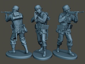 deutsche soldat ww2 schießen stand g2 3d drucken modell figuren 3dexport miniatur zahl skulptur militär krieg aktion armee mp40 kar achse maschine nazi maschinenpistole 3d print model - Mito3D